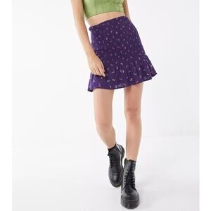 Urban Outfitters Tanner Floral Smocked Mini Skirt Cottagecore Ruffle Pull On UO